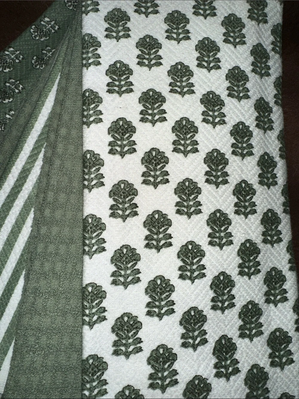 Block print floral kitchen towel set of 5